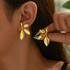 Wholesale Light Luxury Women's Hydraulic Pressure Stainless Steel Leaf Earrings