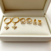 Wholesale Light Luxury Women's 18K Gold Plated Stainless Steel Flower Zircon Earrings