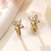 Wholesale Light Luxury Women's 18K Gold Plated Stainless Steel Flower Zircon Earrings