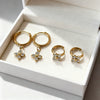 Wholesale Light Luxury Women's 18K Gold Plated Stainless Steel Flower Zircon Earrings