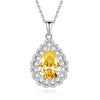 Wholesale Light Luxury Women's Necklace 925 Sterling Silver Pear Shape Aquamarine High Carbon Drill Water Drop Pendant