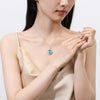 Wholesale Light Luxury Women's Necklace 925 Sterling Silver Pear Shape Aquamarine High Carbon Drill Water Drop Pendant