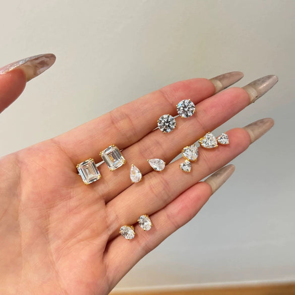Wholesale Light Luxury Women's S925 Sterling Silver Earrings With Geometric Shape And Highgrade Zircon Inlay