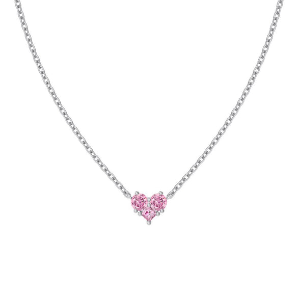 Wholesale Light Luxury Women's S925 Sterling Silver Heart Shape Clavicle Chain Necklace With Electroplating And Zircon Design