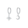 Wholesale Light Luxury Women's S925 Sterling Silver Star Moon Micropaved Earrings