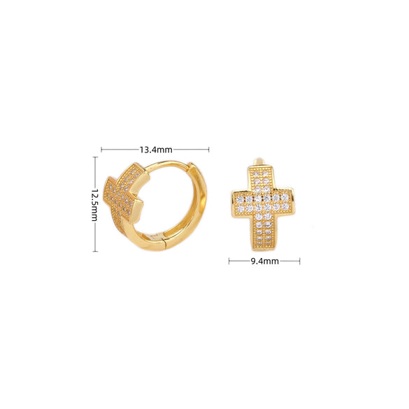 Wholesale Light Luxury Women's S925 Sterling Silver Zircon Inlaid Cross Earrings