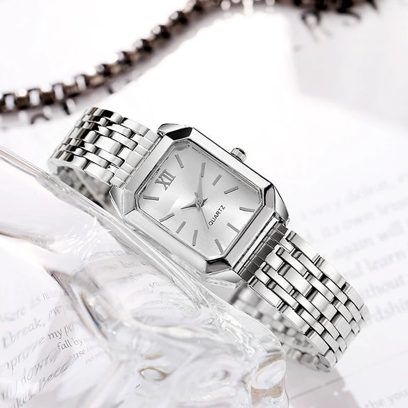 Wholesale Light Luxury Women's Square Quartz Watch With Steel Band And Imitation Leather Strap Mineral Reinforced Glass Mirror Alloy Case Rectangle Dial