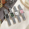 Wholesale Light Luxury Women's Square Quartz Watch With Steel Band And Imitation Leather Strap Mineral Reinforced Glass Mirror Alloy Case Rectangle Dial