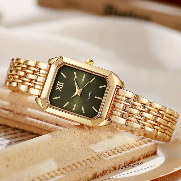 Wholesale Light Luxury Women's Square Quartz Watch With Steel Band And Imitation Leather Strap Mineral Reinforced Glass Mirror Alloy Case Rectangle Dial