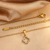 Wholesale Light Luxury Women's Stainless Steel Electroplated Four Leaf Clover Zircon Necklace Bracelet Earrings Set With Plants And Flowers Pattern