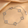 Wholesale Light Luxury Women's Stainless Steel Electroplated Four Leaf Clover Zircon Necklace Bracelet Earrings Set With Plants And Flowers Pattern
