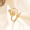 Wholesale Light Luxury Women's Stainless Steel Geometric Asymmetrical Threeball Open Rings With Electroplating