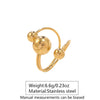 Wholesale Light Luxury Women's Stainless Steel Geometric Asymmetrical Threeball Open Rings With Electroplating