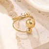 Wholesale Light Luxury Women's Stainless Steel Geometric Asymmetrical Threeball Open Rings With Electroplating