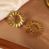 Wholesale Light Luxury Women's Stainless Steel Stamped Geometric Sunflower Earrings