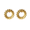 Wholesale Light Luxury Women's Stainless Steel Stamped Geometric Sunflower Earrings