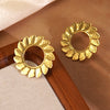 Wholesale Light Luxury Women's Stainless Steel Stamped Geometric Sunflower Earrings
