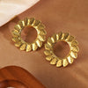 Wholesale Light Luxury Women's Stainless Steel Stamped Geometric Sunflower Earrings