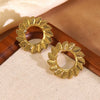 Wholesale Light Luxury Women's Stainless Steel Stamped Geometric Sunflower Earrings
