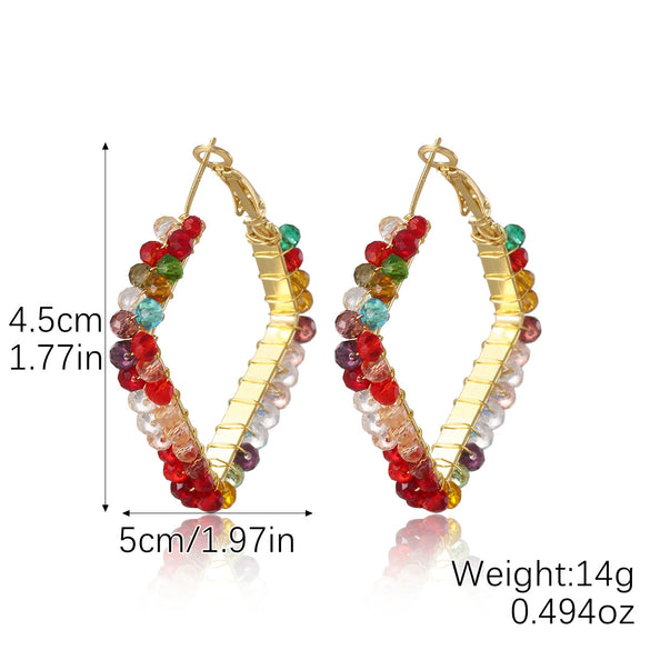 Wholesale Light Luxury Women's Synthetic Crystal Geometric Earrings Handwrapped Braided With Electroplating