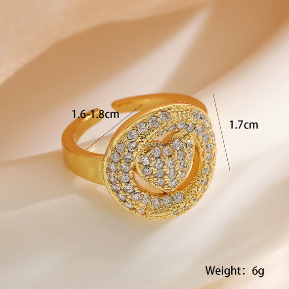 Wholesale Light Luxury Zircon Love Ring Copper Micropaved Geometric Female Open Ring