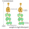 Wholesale Lily Of The Valley Green Aventurine Stone Tassel Long Elegant Geometric Stainless Steel Earrings For Women With Electroplating