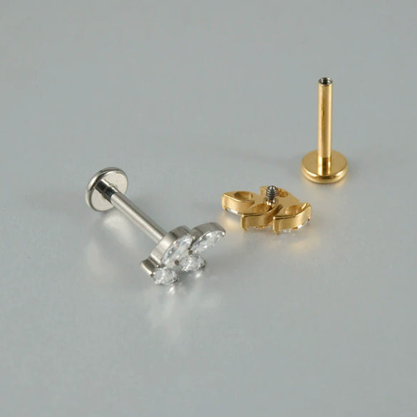 Wholesale Lip Nail Ear Nail Soft Bone Nail Ear Bone Nail Titanium Alloy Copper Stainless Steel Geometric Style Electroplated