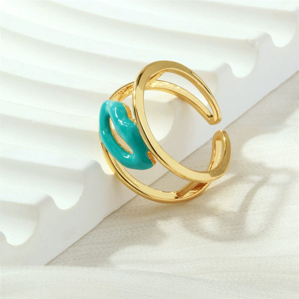 Wholesale Lip Print Copper Fashion Ring For Ladies With Retro Personality And Color Drop Oil Treatment