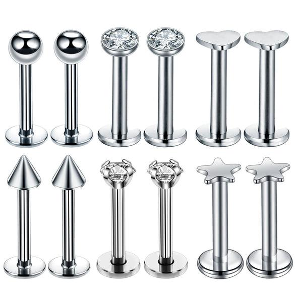 Wholesale Lip Stud Set And Earrings Stainless Steel Unisex Heart Style Electroplated