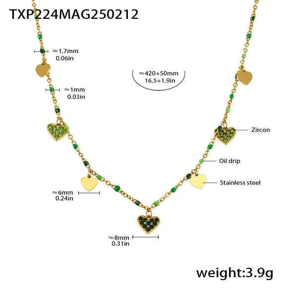 Wholesale Literary Fan Jewelry Set With Love Zircon Pendant Stainless Steel Electroplated For Women Necklace Bracelet Anklet