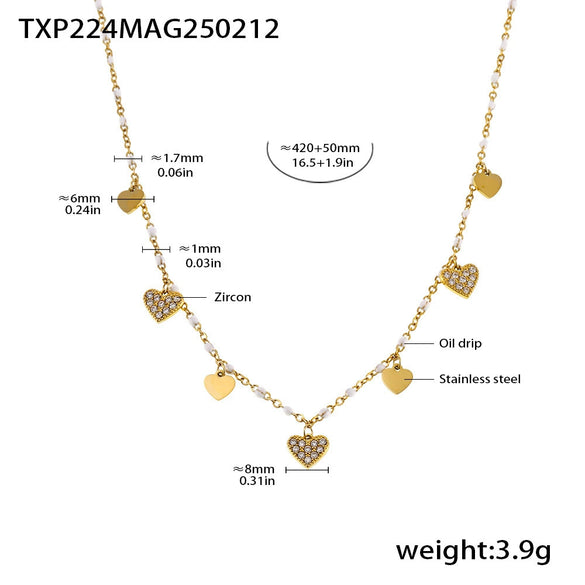 Wholesale Literary Fan Jewelry Set With Love Zircon Pendant Stainless Steel Electroplated For Women Necklace Bracelet Anklet