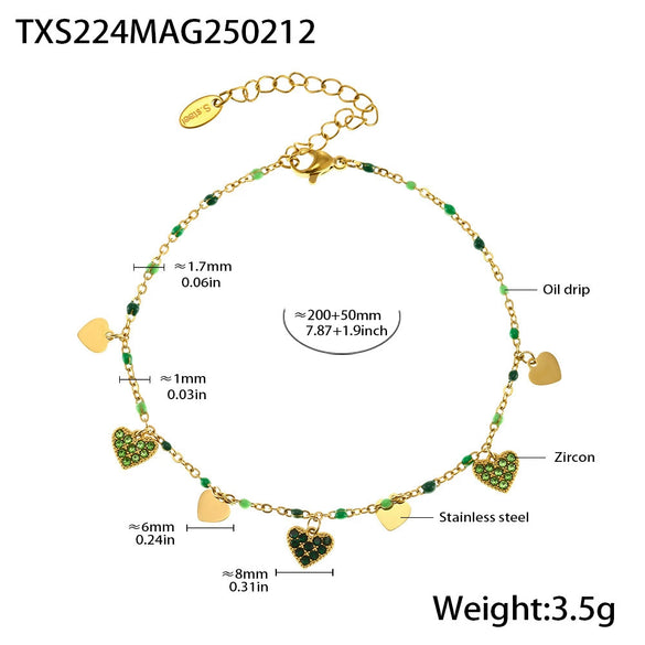 Wholesale Literary Fan Jewelry Set With Love Zircon Pendant Stainless Steel Electroplated For Women Necklace Bracelet Anklet