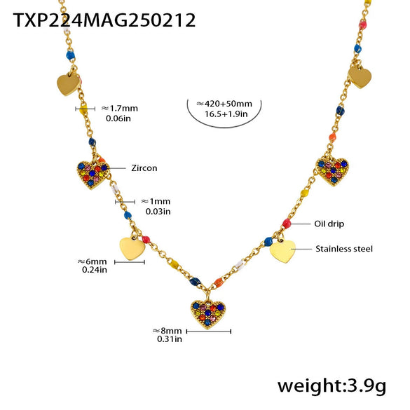 Wholesale Literary Fan Jewelry Set With Love Zircon Pendant Stainless Steel Electroplated For Women Necklace Bracelet Anklet