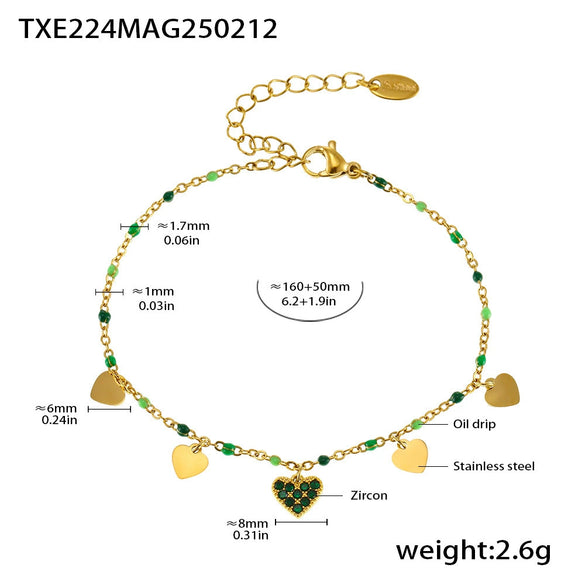 Wholesale Literary Fan Jewelry Set With Love Zircon Pendant Stainless Steel Electroplated For Women Necklace Bracelet Anklet