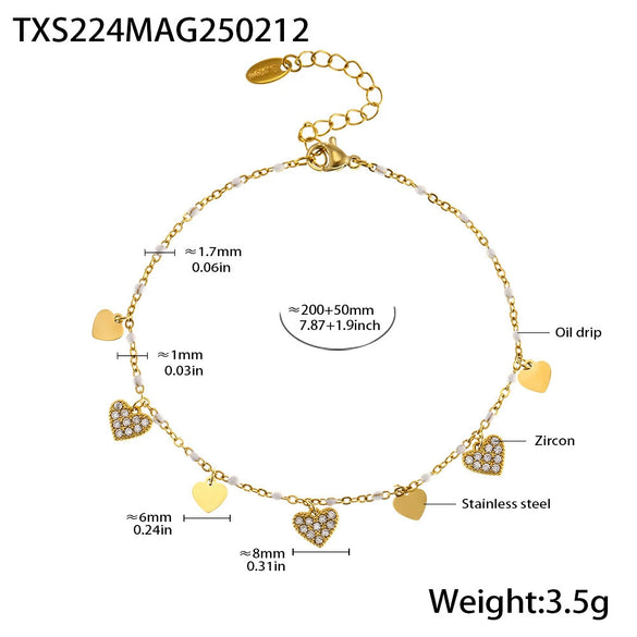 Wholesale Literary Fan Jewelry Set With Love Zircon Pendant Stainless Steel Electroplated For Women Necklace Bracelet Anklet