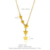Wholesale Literary Natural Style Titanium Steel 18K Gold Plated Fivepointed Star Tassel Double Clavicle Chain Necklace For Women