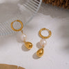 Wholesale Literary Retro Geometric Freshwater Pearl Earrings With Pvd Furnace Vacuum Real Gold Plating For Women