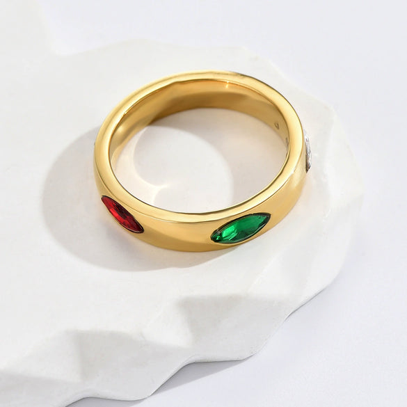 Wholesale Literary Retro Geometric Zirconinlaid Stainless Steel Unisex Rings