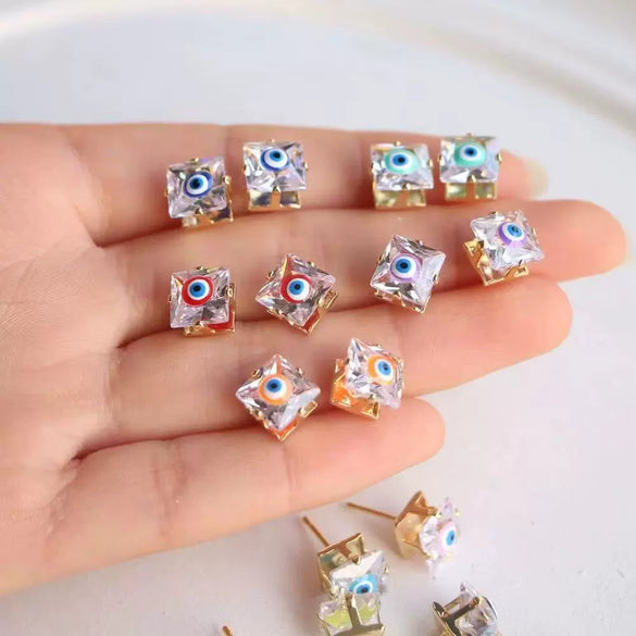 Wholesale Literary Retro Personality Trendy Simple Dopamine Geometric Copper Oil Dripping Electroplated Drop Eye Earrings Jewelry