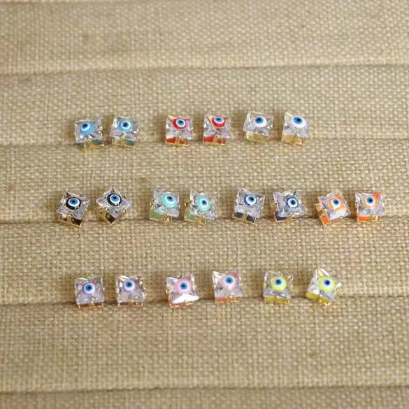 Wholesale Literary Retro Personality Trendy Simple Dopamine Geometric Copper Oil Dripping Electroplated Drop Eye Earrings Jewelry