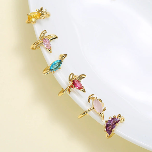 Wholesale Little Dinosaur Non Pierced Ear Bone Clip Women's Jewelry In Copper With Zircon And Forest Animal Design 18K Gold Color Preserving