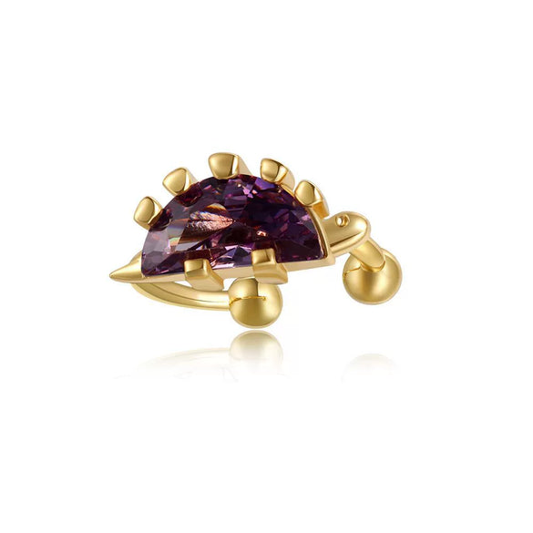 Wholesale Little Dinosaur Non Pierced Ear Bone Clip Women's Jewelry In Copper With Zircon And Forest Animal Design 18K Gold Color Preserving