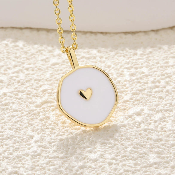 Wholesale Little Fresh Style Copper Heart And Star Pendant Necklace With Dripping Oil Design And Goldplated Spring For Women