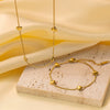 Wholesale Little Fresh Style Heart Water Drop Bell Pattern Titanium Steel Electroplated Jewelry Set For Women Necklace And Bracelet