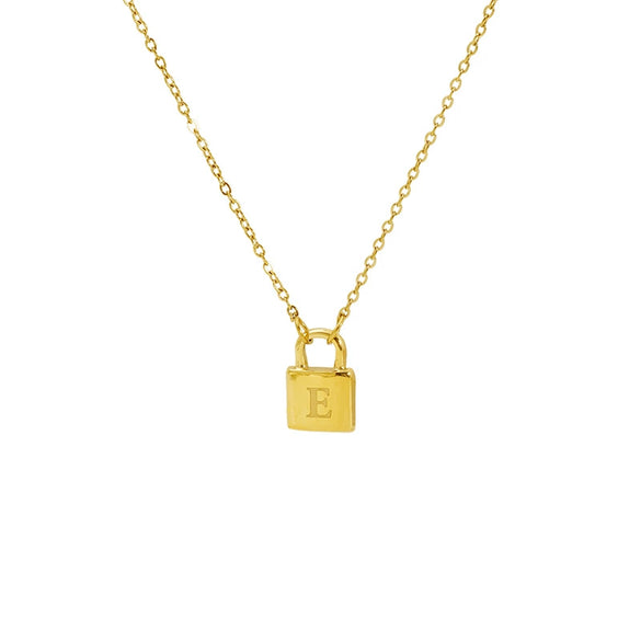 Wholesale Lock Pendant Necklace Stainless Steel With Letters Numbers Text Electroplating
