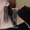 Wholesale Long Dark Style Full Diamond Water Drop Tassel Earrings Copper Geometric Silver Needle