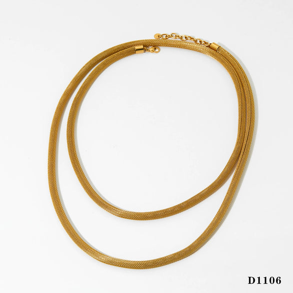 Wholesale Long Exaggerated Round Mesh Chain Double Layer Stacked Stainless Steel Necklace With Geometric Design And Electroplating For Women