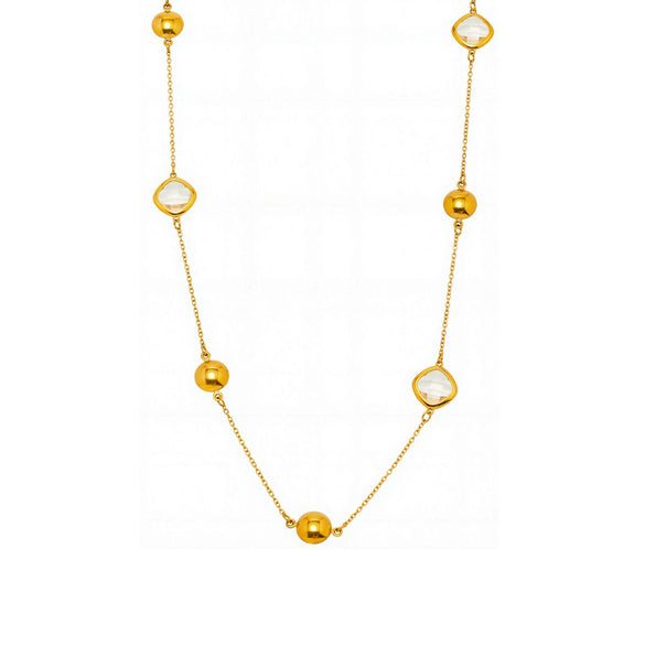 Wholesale Long Necklace With Geometric Design Made Of Stainless Steel And Imported Czech Glass 18K Real Gold Electroplated Double Layer Jewelry Accessories For Women