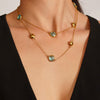 Wholesale Long Necklace With Geometric Design Made Of Stainless Steel And Imported Czech Glass 18K Real Gold Electroplated Double Layer Jewelry Accessories For Women