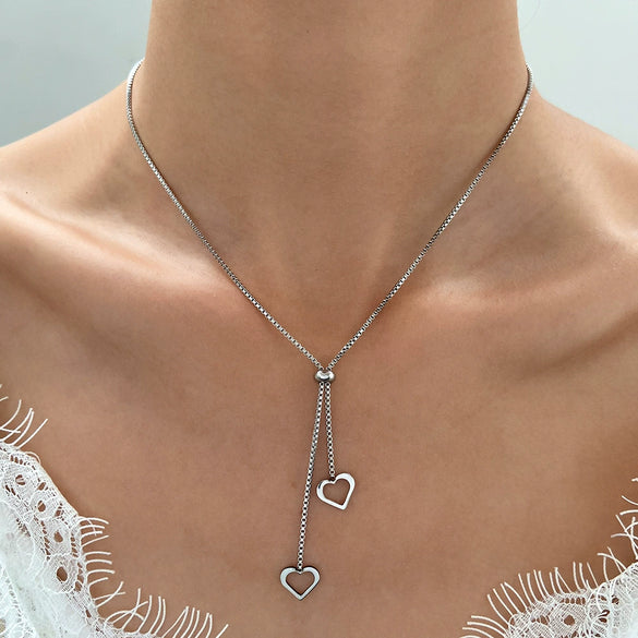 Wholesale Long Tassel Sweater Chain With Geometric Pendant Retro Fashion Alloy Necklace With Electroplating